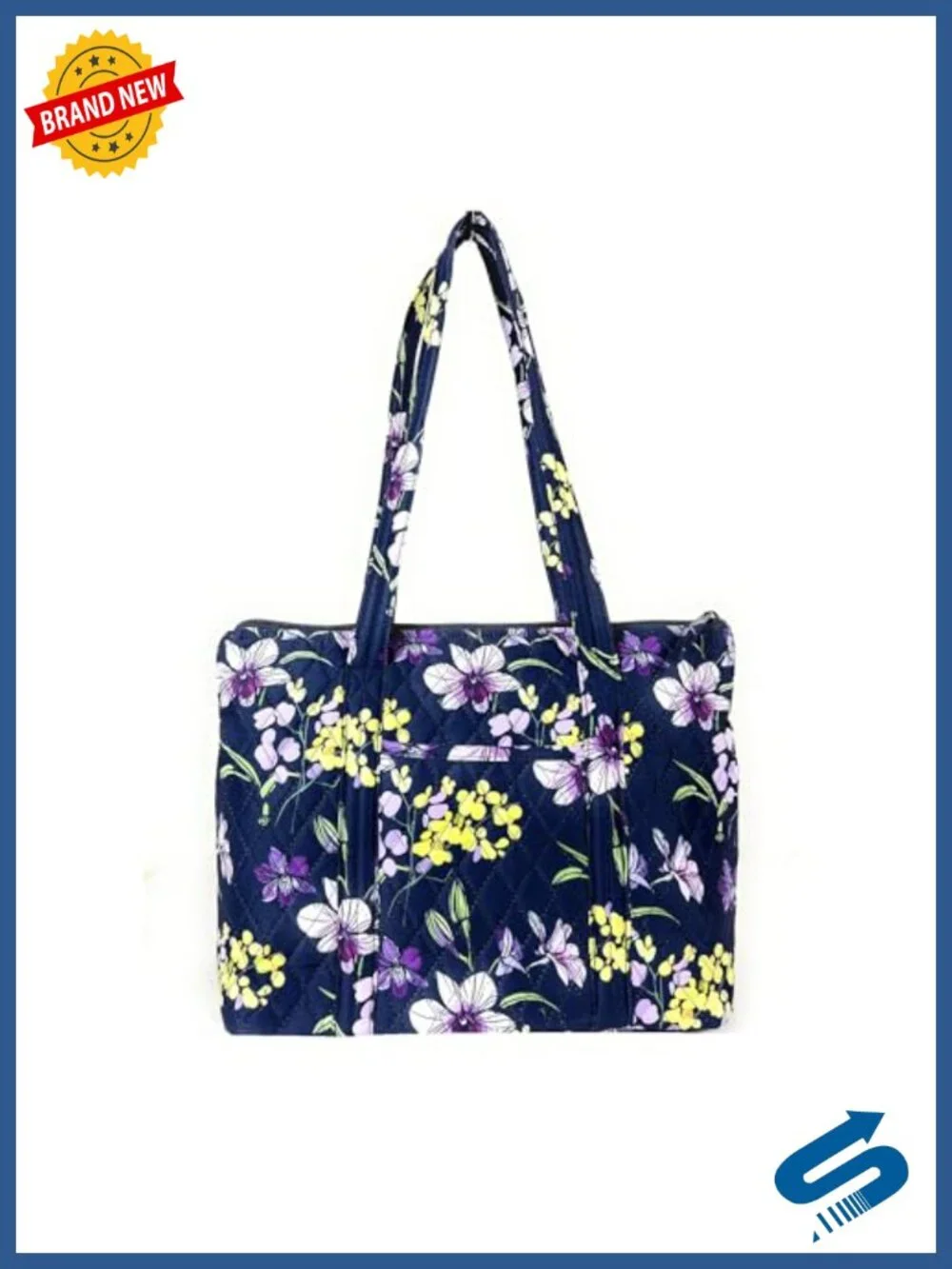 Quilted Microfiber Tote Bag with 10 Pockets Lightweight Travel Shopping